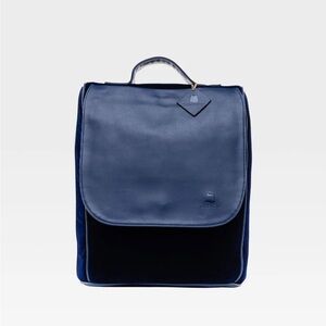 Elegant Navy Blue Leather Backpack